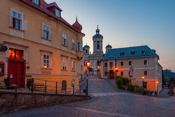 Obraz premium Night view of Church of the Assumption of virgin mary in Banska