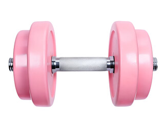 Obraz premium Pink dumbbell with a silver handle, symbolizing fitness and strength training isolate on transparent background, cutout, png