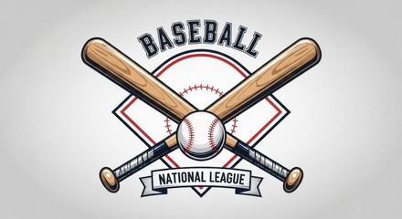 Vintage baseball emblem with bats and ball, evoking a nostalgic sports aesthetic design