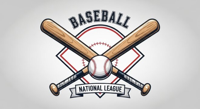 Vintage baseball emblem with bats and ball, evoking a nostalgic sports aesthetic design