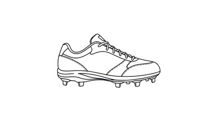 Detailed Line Art Depicting a Classic Baseball or Softball Cleat Design for Sport Activities
