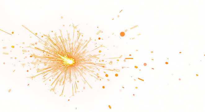 Radiating golden sparkler with bright center and scattered embers. - Powered by Adobe