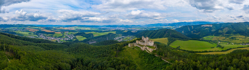 Panorama view of Lietava castle in Slovakia