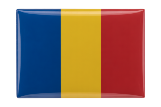 Romanian flag emblem badge vibrant colors reflecting patriotism, national pride, European identity, travel, tourism, and culture