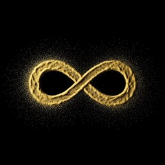 Golden infinity symbol made of textured particles