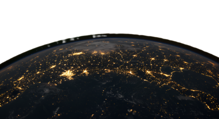 Glimmering cities twinkle as seen from space a breathtaking view of Earth at night with crisp