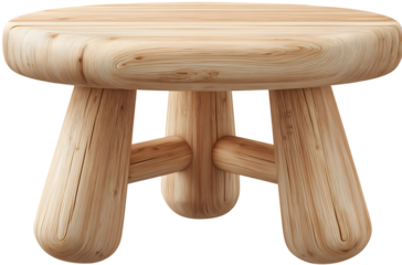 Light brown wooden stool with rounded legs.