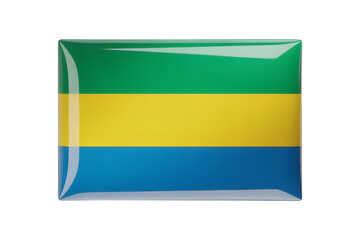 Obraz premium Gabon flag emblem glossy square design representing national pride and identity, perfect for branding.