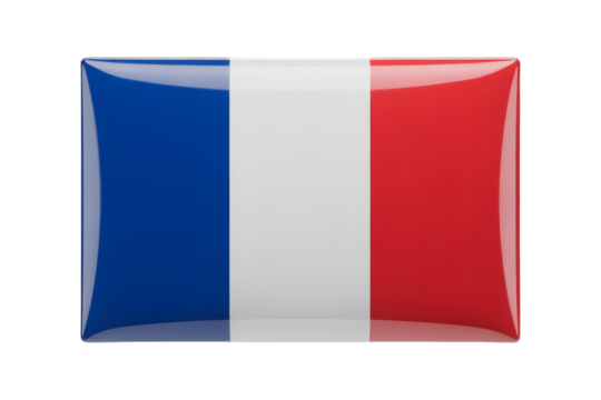 French flag emblem badge with glossy, vibrant colors, perfect for travel, cultural projects, and design needs