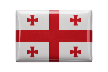 Georgia flag emblem badge design with glossy finish, perfect for representing the nation with vibrant colors
