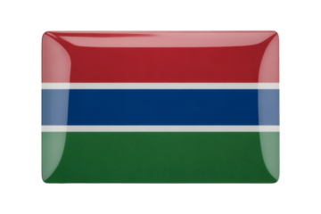Gambia's flag icon with glossy finish for national pride, travel, tourism, and cultural themes.