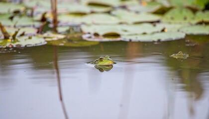 Frog in a lily pad pond