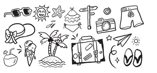travel related doodle hand draw vector illustration design