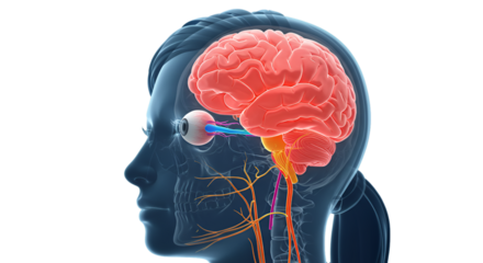 Understanding the complexities of the human brain a translucent female head with internal anatomy on