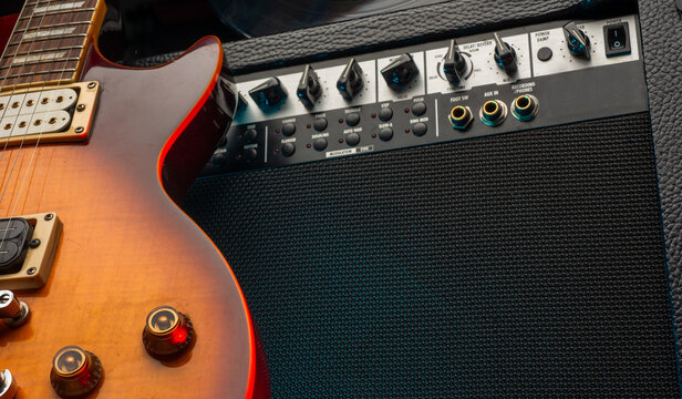 background music with guitar and amplifier