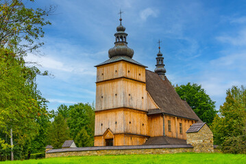 Wooden church at Sadecki Ethnographic Park in Nowy Sacz, Poland