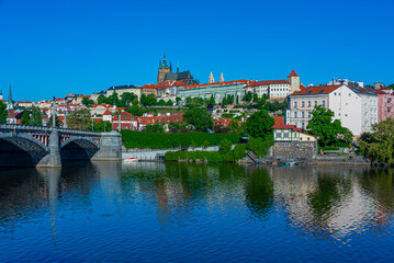 Prague castle and manes bridge in Prague, Czech republic