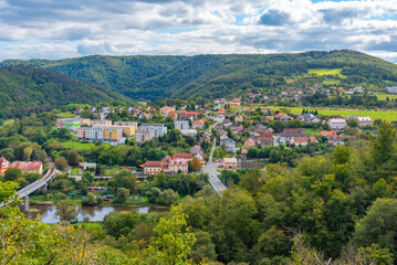 Fototapeta premium Panorama view of Roztoky town in Czech republic