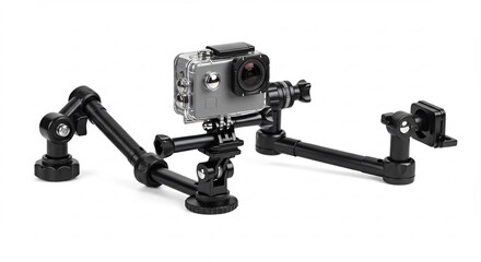 高画質アクションカメラ 安定自在アーム 精密設計 撮影準備万端. AI Generated