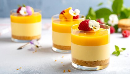 Mango cheesecake trifles, layered dessert