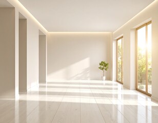 Fototapeta premium Modern, empty room with sunlight