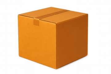 Sealed cardboard box isolated on transparent background, perfect for delivery and shipping concepts