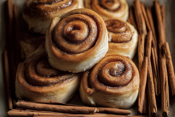 Fototapeta premium Cinnamon Buns and Cinnamon Sticks