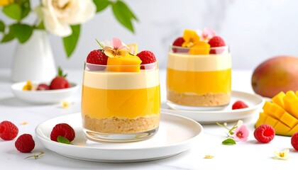 Mango dessert in layered glasses