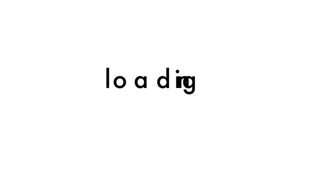 Loading word animation letters bumping into each other on white background