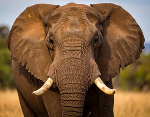 Close-up of an elephant's head