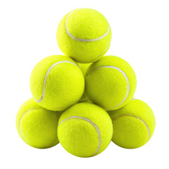 Stack of tennis ball isolated on transparent background Remove png, Clipping Path, pen tool