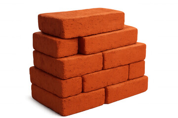 Obraz premium Red bricks arranged to form a small wall, isolated on a transparent background, ready for use in architectural visualization or construction-related projects