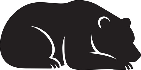 Sleeping Bear Vector Silhouette – Resting Wildlife Animal