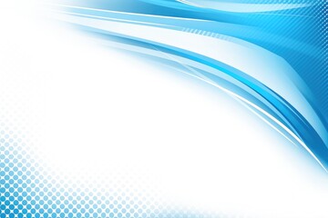 Abstract blue background vector presentation design with white empty copy space, light halftone dots, and wavy lines in modern minimal style