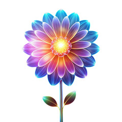 Fototapeta premium A colorful flower with rainbow petals and a bright yellow center