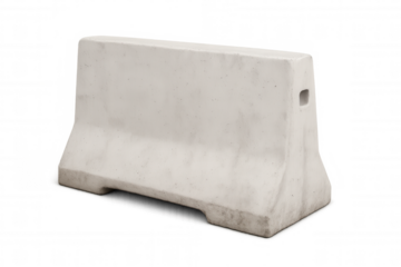 Jersey barrier separating lanes on a transparent background, providing traffic control and safety