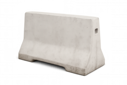 Jersey barrier separating lanes on a transparent background, providing traffic control and safety