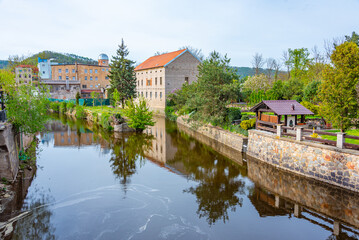 Obraz premium Berounka river passing through Beroun town in the Czech republic