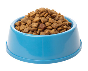 dog food in blue bowl Cut out, isolated 