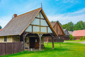 Obraz premium Historical houses in Ethnographic Museum in Zielona Gora, Poland