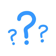Hand-drawn cute blue question mark icon