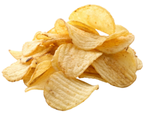 stack of potato chips Cut out, isolated 