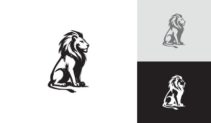 Brush Stroke Sitting Lion Logo Design