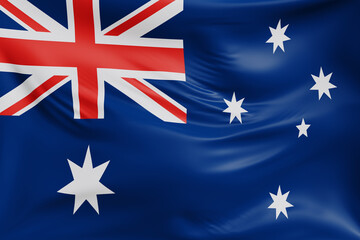 Close-up Asutralia Waving flag background with realistic cloth texture. Fabric folds and ripples...