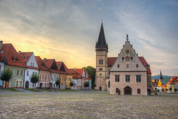 Fototapeta premium Sunset panorama of Bardejov in Slovakia