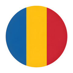 Romania Flag Icon: Vibrant colors of blue, yellow, and red in a circular design representing national pride.