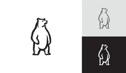 Brush Stroke Standing Bear Logo Design