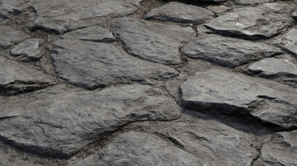 Worn gray cobblestone texture with rough edges and dirt, ideal for aged pavements and natural outdoor 3D environments