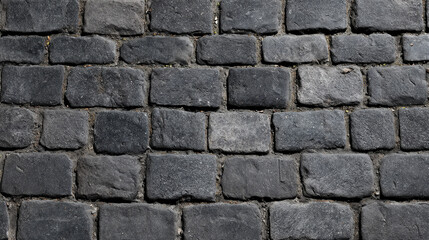 Obraz premium Worn gray cobblestone texture with rough edges and dirt, ideal for aged pavements and natural outdoor 3D environments