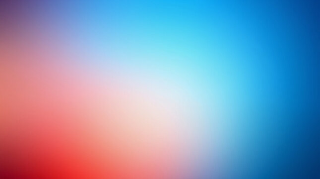 Warm color palette, reds, oranges, yellows, grainy blue gradient background from light azure to dark cerulean.